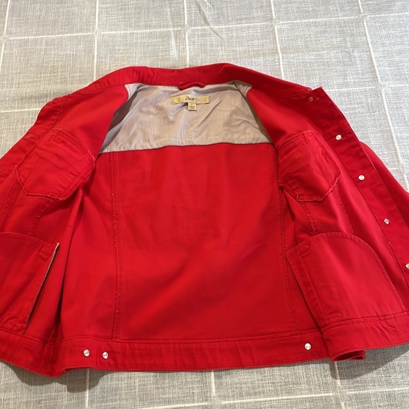 Motto Solid Red Denim Jacket Size L - Picture 6 of 12